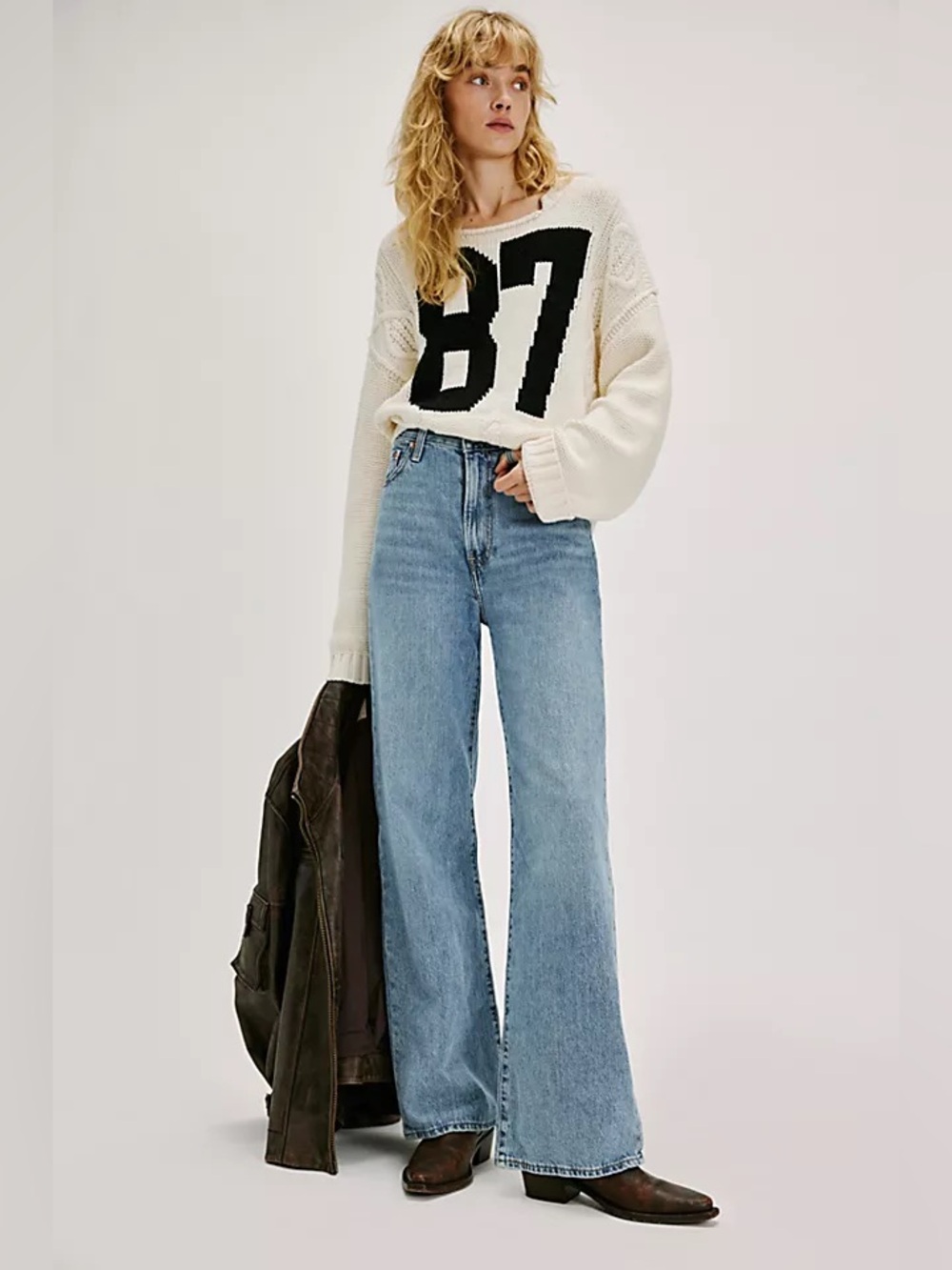 Free People x Levi’s Light Blue High-Rise Wide Leg Jeans